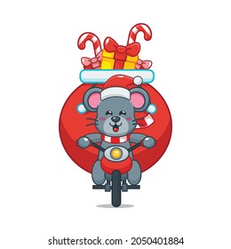 Cute christmas mouse cartoon vector illustration