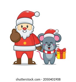 Cute christmas mouse cartoon vector illustration