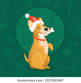 Cute christmas and new year dog