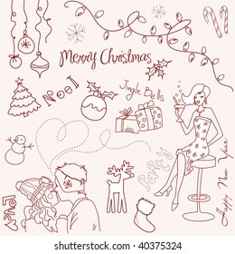 Cute Christmas and New Year doodles