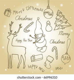 Cute Christmas and New Year doodles