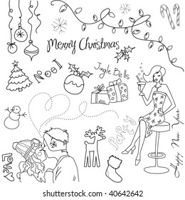 Cute Christmas   New Year hand drawn doodles