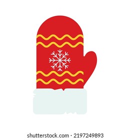 Cute christmas and New Year symbol icon with colored doodle style. Merry Christmas holiday. Vector illustration snow glove 