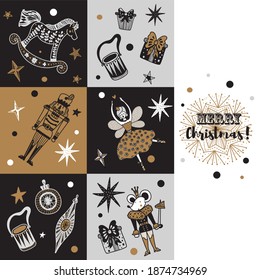 Cute Christmas Nutcracker card vector. 