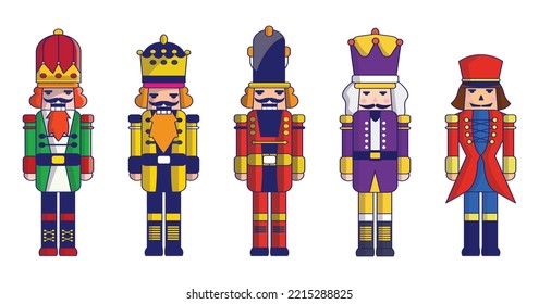 Cute christmas nutcracker traditional toy figurine isolated on white background