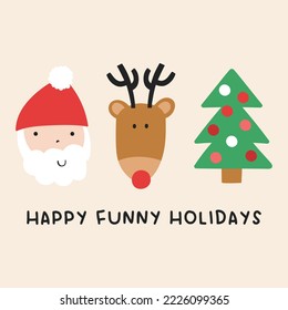 cute christmas objects vector illustartion