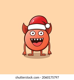 Cute of Christmas Orange monster. Isolated on orange background