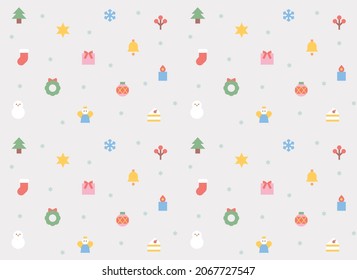 Cute Christmas ornament icon pattern. Simple pattern design template.