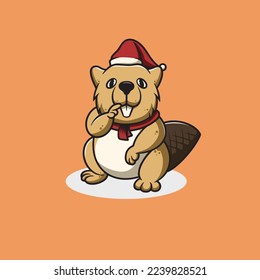 Cute Christmas Otter Cartoon Illustration