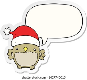 cute christmas owl with speech bubble sticker