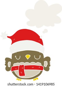 süße Weihnachtskeule mit Gedankenblase im Retro-Stil