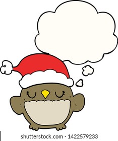 cute christmas owl with thought bubble