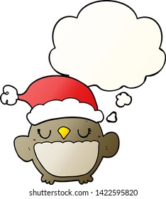 cute christmas owl with thought bubble in smooth gradient style