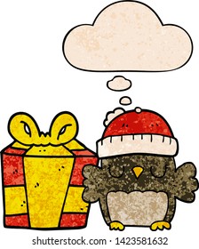 süße Weihnachtskeule mit Gedankenblase im Grunge-Stil