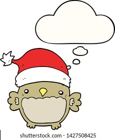 cute christmas owl with thought bubble