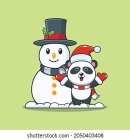 Cute christmas panda cartoon vector illustration