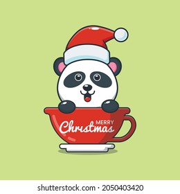 Cute christmas panda cartoon vector illustration