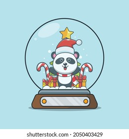 Cute christmas panda cartoon vector illustration