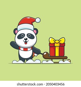 Cute Christmas Panda Cartoon Vector Illustration Stock Vector (Royalty ...