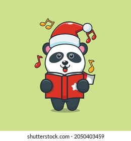 Cute christmas panda cartoon vector illustration