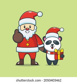 Cute christmas panda cartoon vector illustration