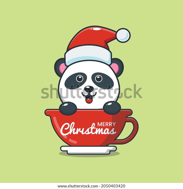 Cute Christmas Panda Cartoon Vector Illustration Stock Vector Royalty