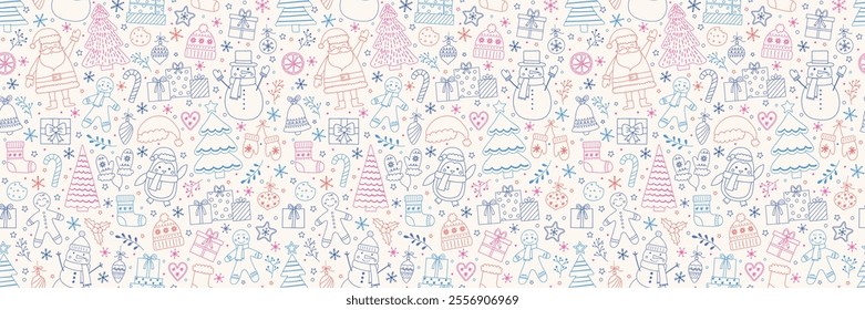 Cute Christmas pattern with colourful decorations. Wallpaper concept. Vector illustration
