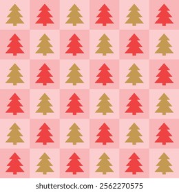 Cute Christmas pattern with colourful trees. Minimalist wallpaper concept. Vector illustration