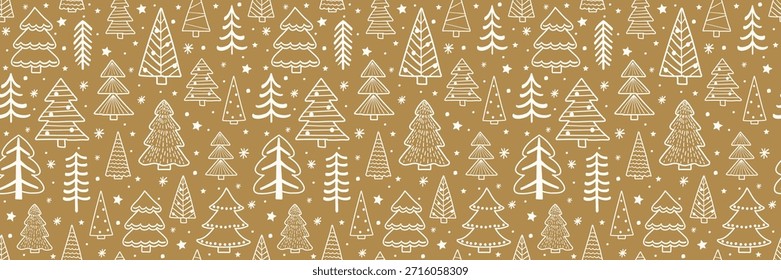 Lindo patrón de Navidades con árboles coloridos y copos de nieve. Concepto de Fondo de pantalla. Ilustración vectorial