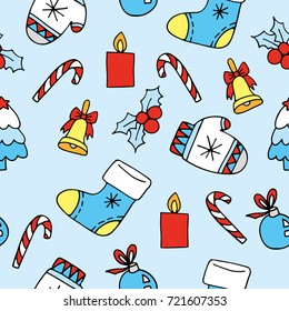 cute christmas pattern with hand drawn elements.