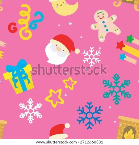 Cute christmas pattern for holiday. Pattern with pink background and sinterklaas illustration