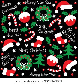 Cute Christmas pattern illustration vector 