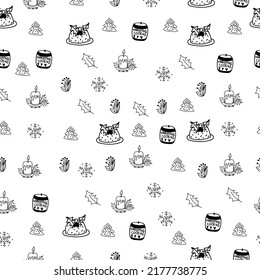 Cute, Christmas pattern in modern scandinavian style in vector. Absctract nordic geometric design for winter decoration interior, print posters, greating card, bussines banner, wrapping.