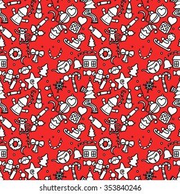 Cute christmas pattern with red background