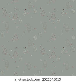 Cute Christmas pattern with Christmas trees in a minimalist style. Seamless printing on fabric and paper. New year.