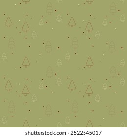 Padrão de Natal bonito com árvores de Natal em um estilo minimalista. Impressão uniforme em tecido e papel. Ano novo. Verde