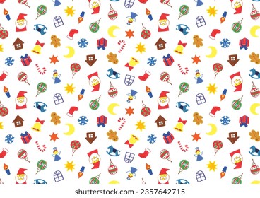 Cute Christmas pattern of various ornaments (white)