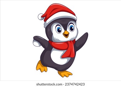 Cute Christmas Penguin Character Design Illustration