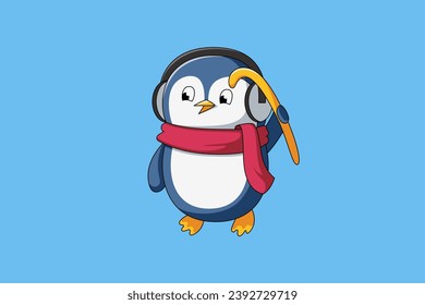 Cute Christmas Penguin Character Design Illustration