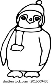 Cute Christmas penguin doodle illustation