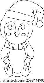 Cute Christmas Penguin with Festive Hat