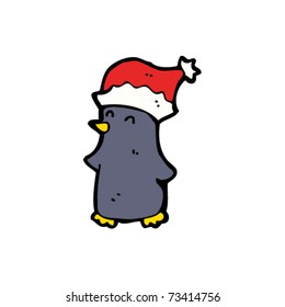cute christmas penguin in hat cartoon