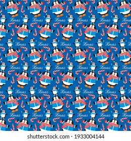 Cute christmas penguin pattern for gift wrap