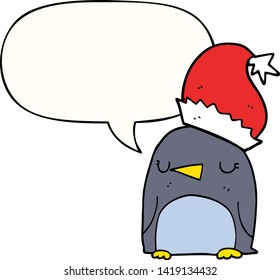 cute christmas penguin with speech bubble