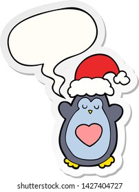cute christmas penguin with speech bubble sticker
