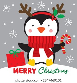 Arte vector pingüino de Navidad