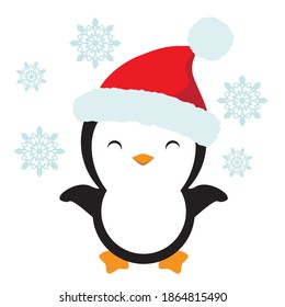 Cute Christmas penguin vector cartoon illustration