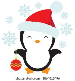 Cute Christmas penguin vector cartoon illustration