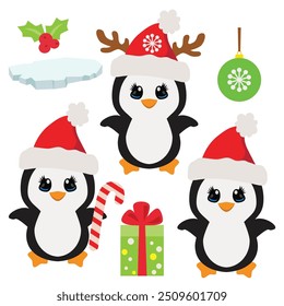 Netter Weihnachtspinguin, Vektorgrafik