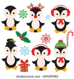 Cute christmas penguin vector cartoon illustration